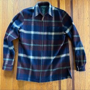 NEW Womens Lauren Ralph Lauren wool zip front shirt petite S Small brown plaid